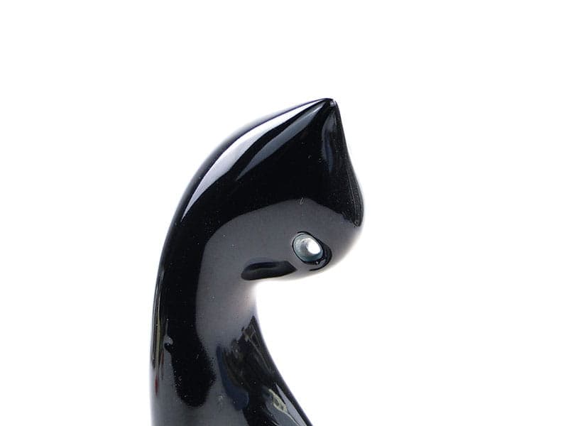 Sitting Cat Figurine, black white porcelain, by M. Naruszewicz, Ćmielów, Poland, 1960s. - 326938