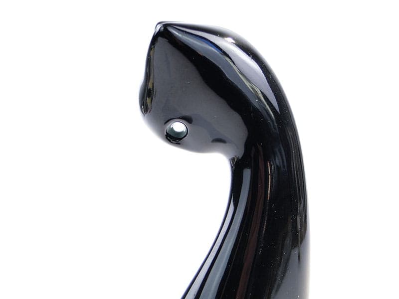 Sitting Cat Figurine, black white porcelain, by M. Naruszewicz, Ćmielów, Poland, 1960s. - 326940
