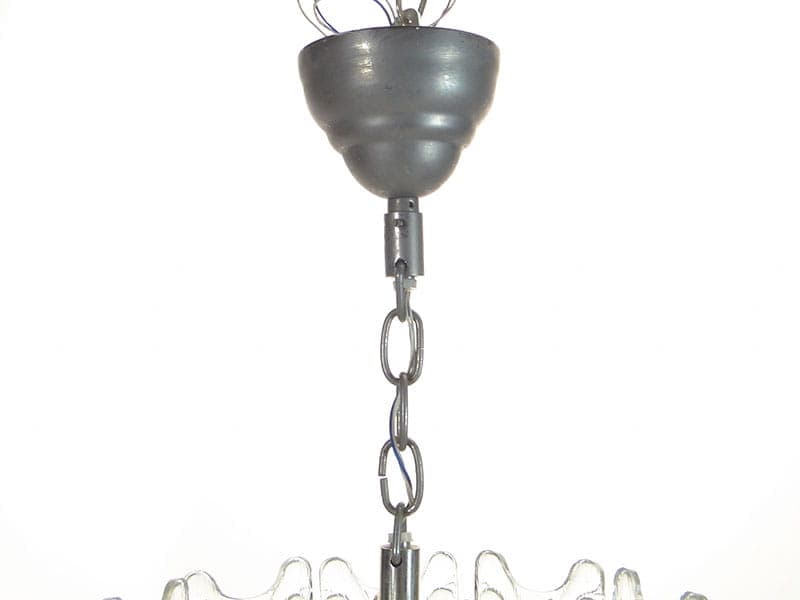 Chandelier Space Age, transparent orange glass, silver metal, Murano, Italy, 1970s. - 326965