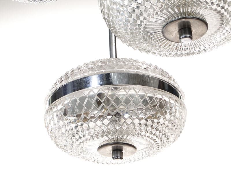 Cascading chandelier, silver chrome, transparent glass, Poland, 1960s. - 327041