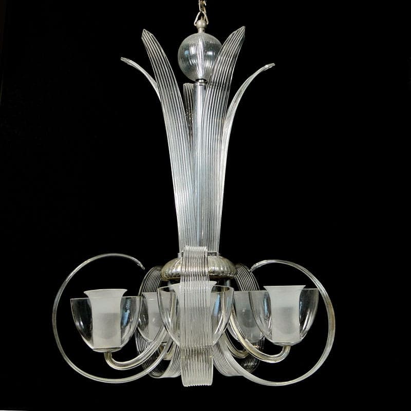 Chandelier Art Deco, transparent crystal, Silesia, 1920s - 327103