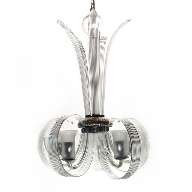 Chandelier Art Deco, transparent crystal, Silesia, 1920s - DIMENSION