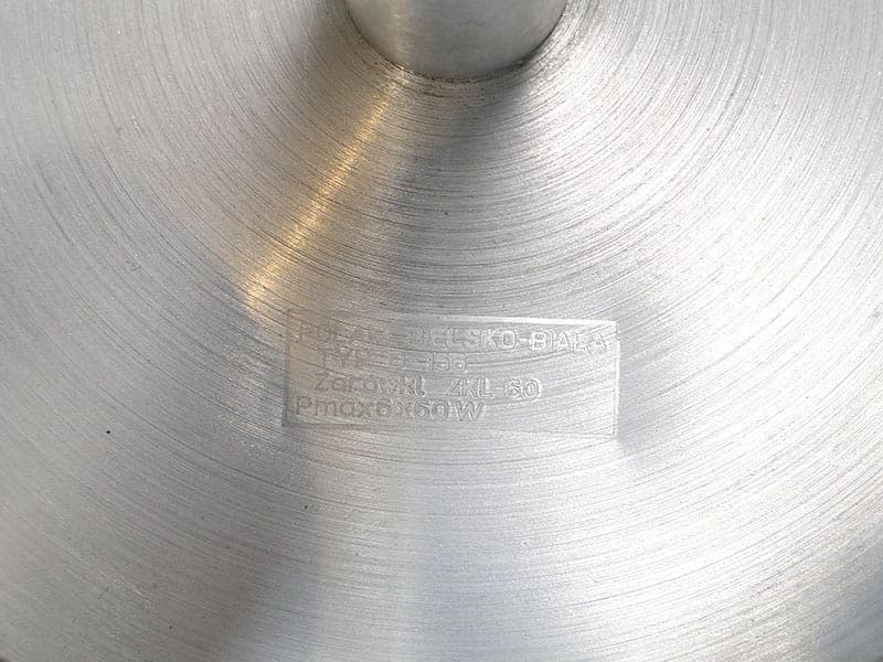 Chandelier Pop Art, silver white, aluminum chrome, Polam, Poland, 1960s. - 327129