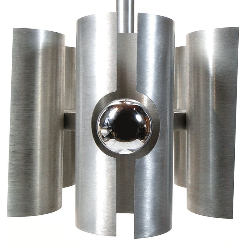 Chandelier Pop Art, silver white, aluminum chrome, Polam, Poland, 1960s. - 327134