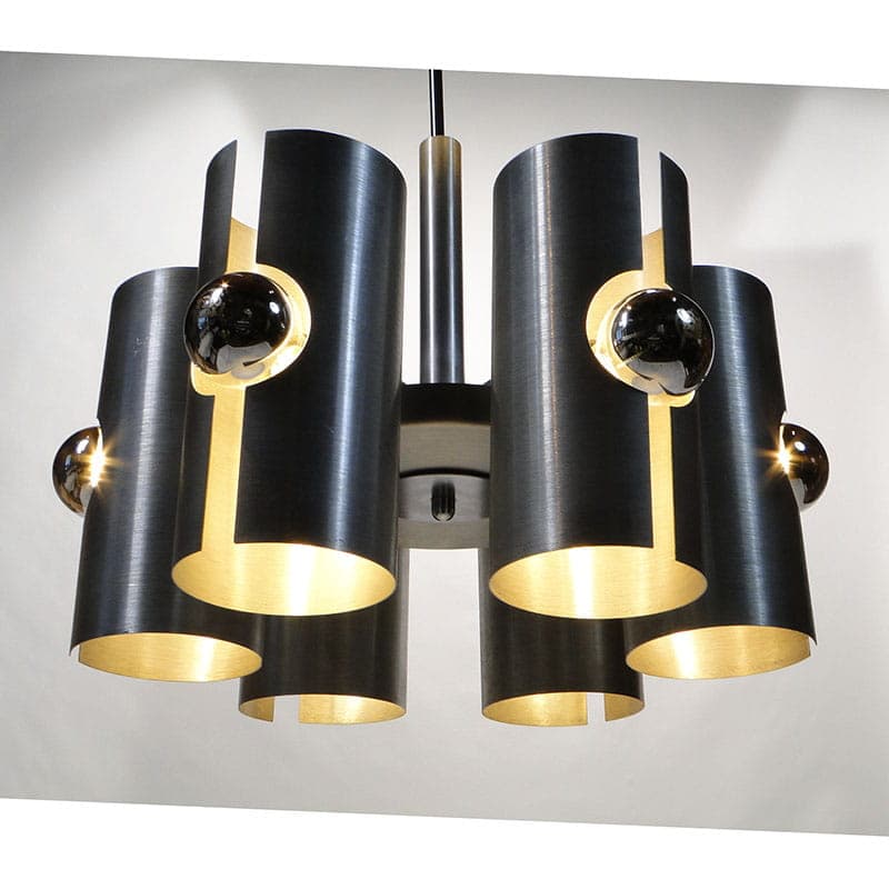 Chandelier Pop Art, silver white, aluminum chrome, Polam, Poland, 1960s. - 327130