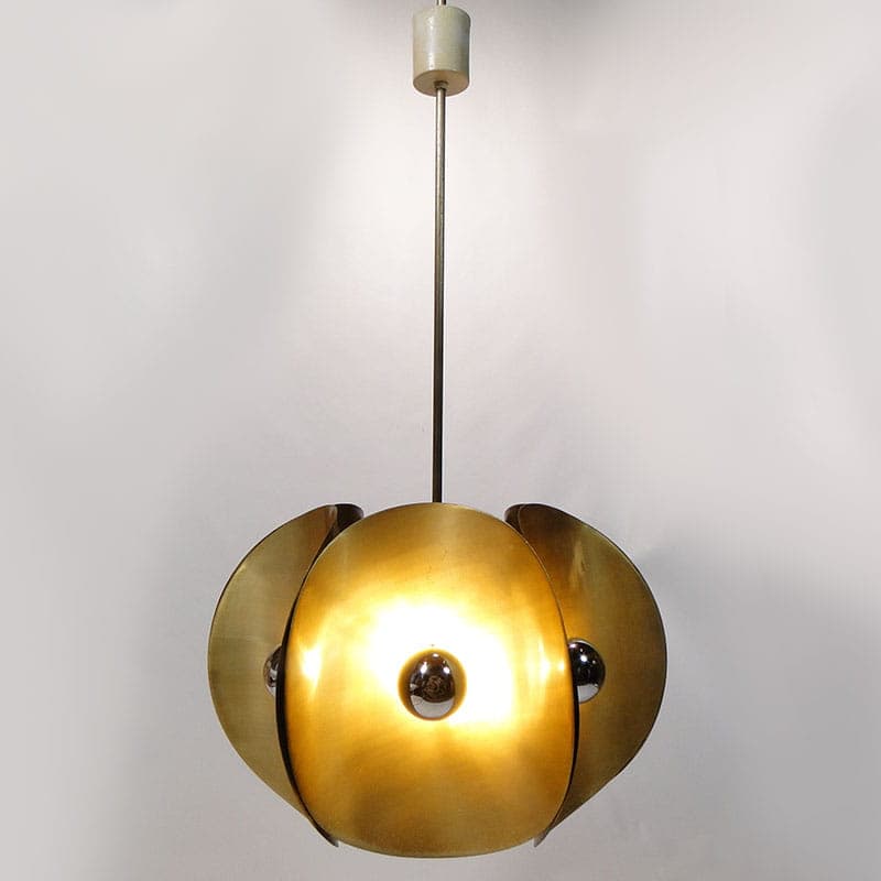 Chandelier Pop Art, gold, aluminum, Poland, 1970s - 327143