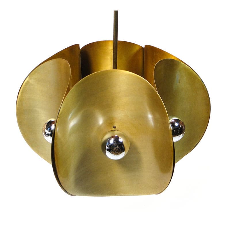 Chandelier Pop Art, gold, aluminum, Poland, 1970s - 327138