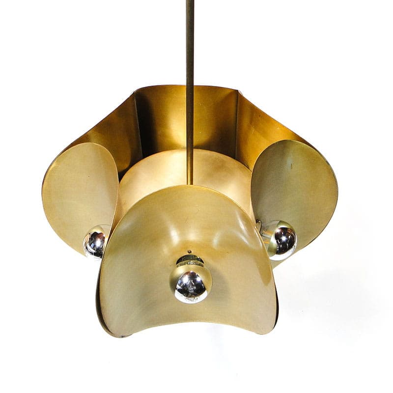 Chandelier Pop Art, gold, aluminum, Poland, 1970s - 327142