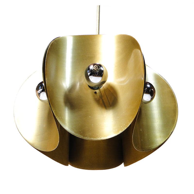Chandelier Pop Art, gold, aluminum, Poland, 1970s - 327141