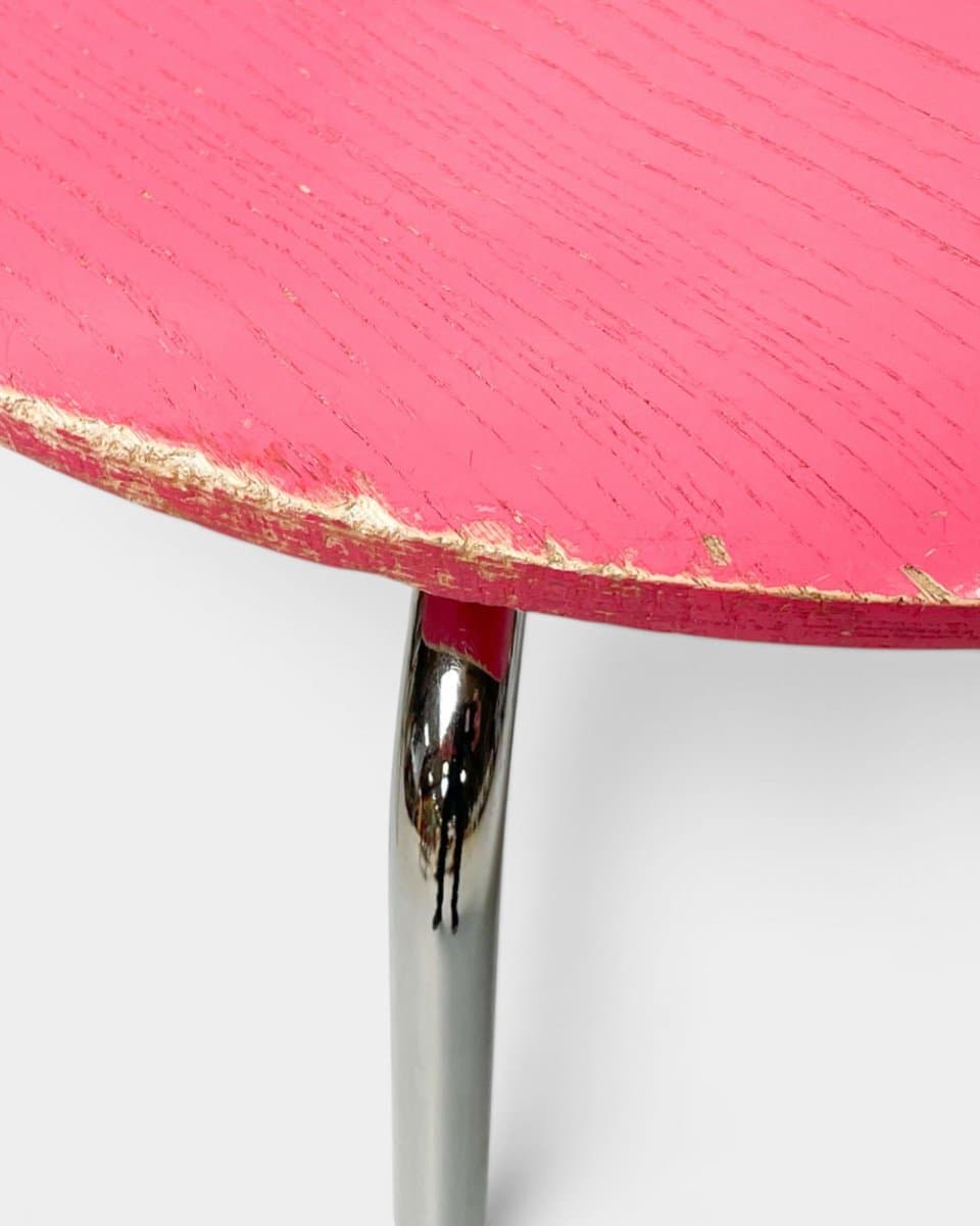 Set of six chairs Model 3101 Ant, pink plywood, chromed steel, by A. Jacobsen, Fritz Hansen, Denmark, 1970s. - 327284