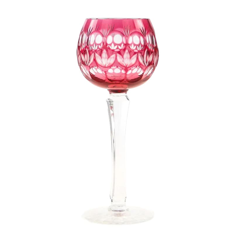 Red Crystal Wine Goblet, Art Deco, Austria, 1930s