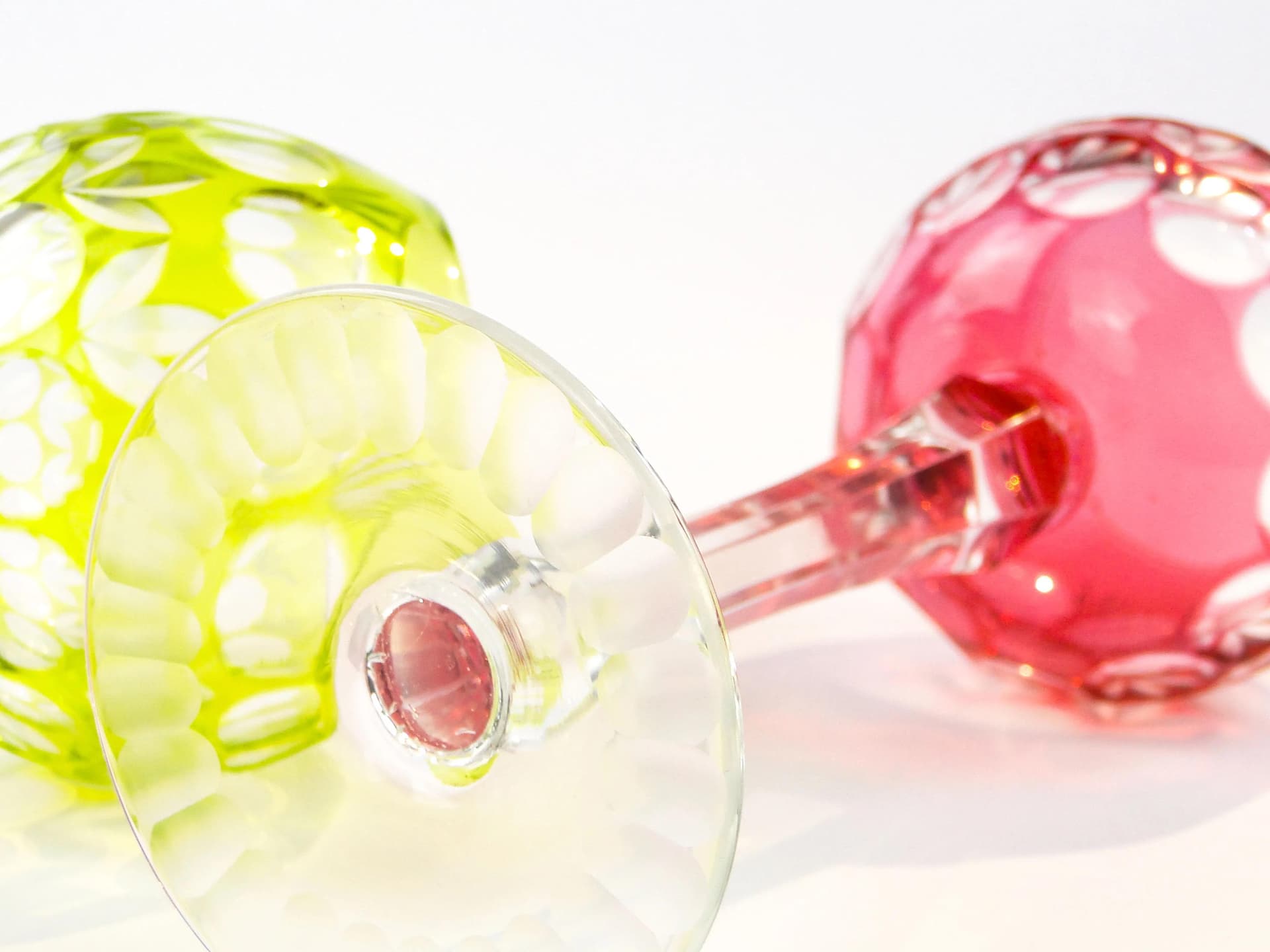 Czerwony kryształowy kielich do wina, art déco, Austria, lata 30. - 24495