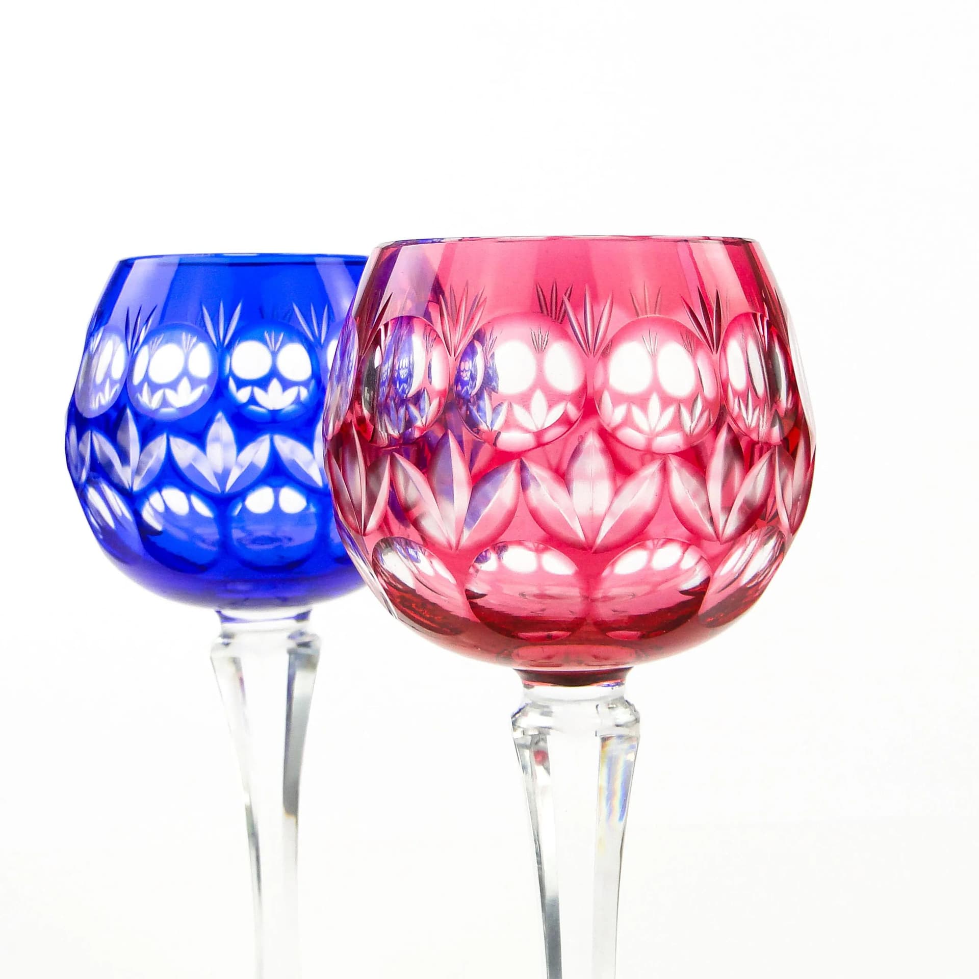 Czerwony kryształowy kielich do wina, art déco, Austria, lata 30. - 24498