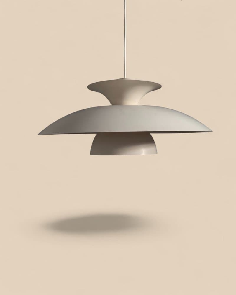 Lampa wisząca skandynawska, beżowy, metal, Dania, lata 70. - 327245