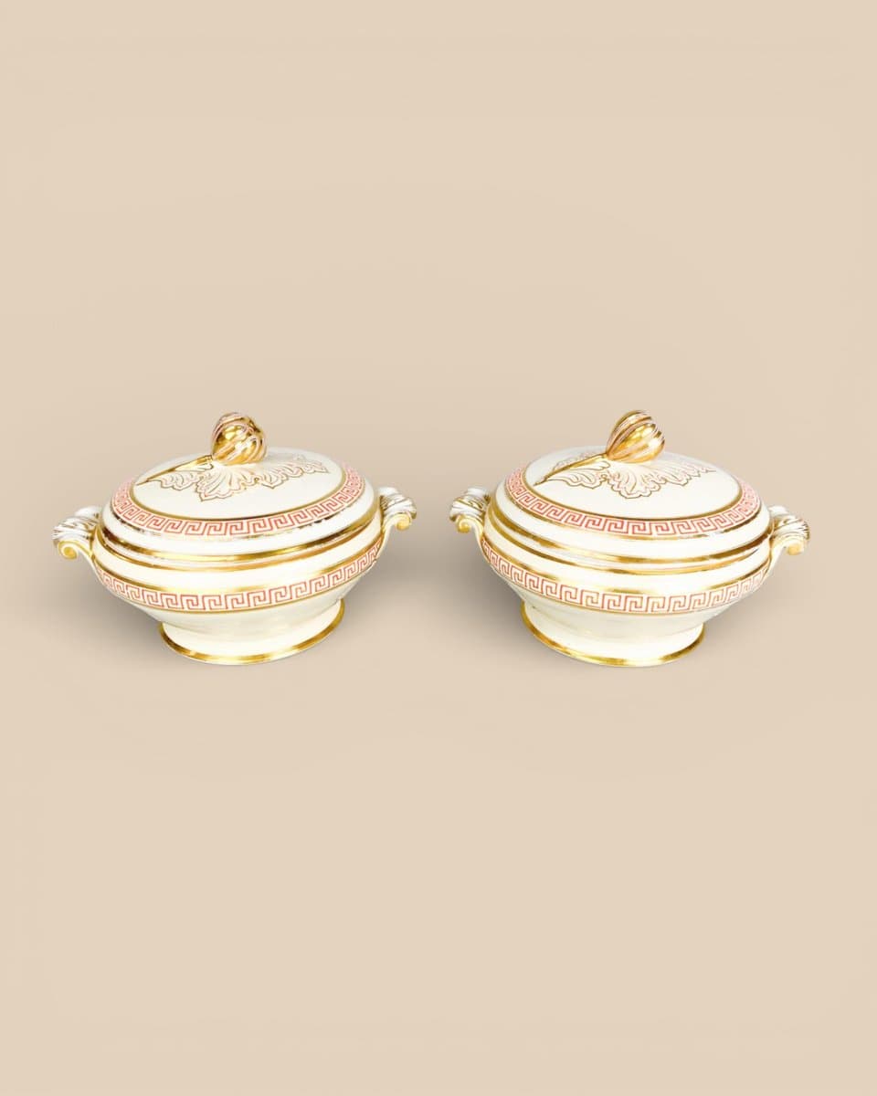 Set of eighty-six dinnerware pieces, cream, pink, gold, porcelain, Bing & Grøndahl, Denmark, 19th c. - 327229