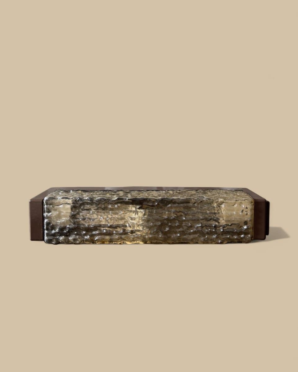 Kinkiet ścienny RZB 40482 / Seko D, szkło transparentne, metal brązowy, Niemcy, lata 70. - 327223
