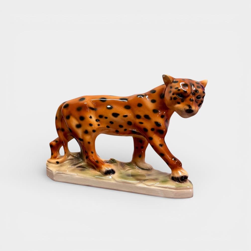 Leopard figurine, orange, porcelain, Germany, 1970s - 327369