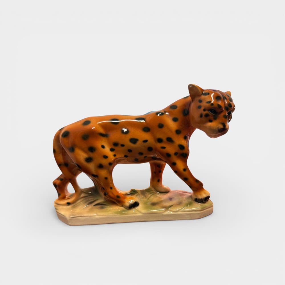 Leopard figurine, orange, porcelain, Germany, 1970s - 327371
