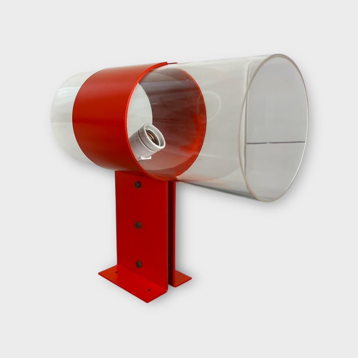 Lampa ścienna, czerwona, metal, akryl transparentny, Dania, lata 70. - 327338
