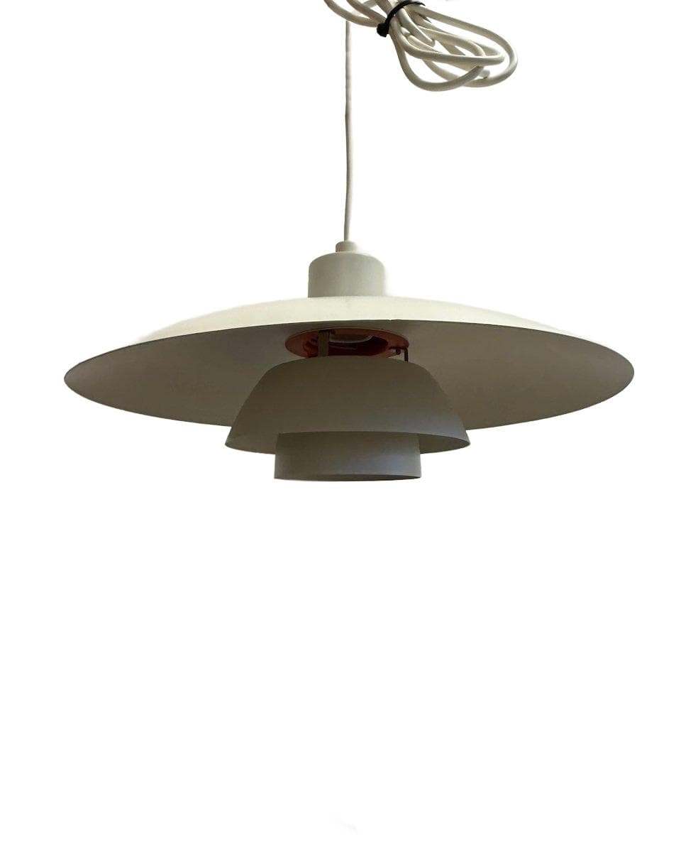 Lampa wisząca PH 4/3, metal biały czerwony, proj. P. Henningsen, Louis Poulsen, Dania, lata 60.