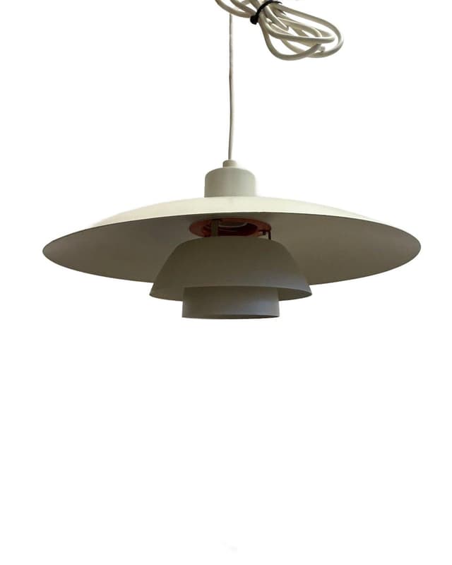 Lampa wisząca PH 4/3, metal biały czerwony, proj. P. Henningsen, Louis Poulsen, Dania, lata 60. - WYMIARY