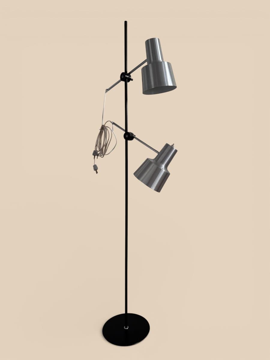 Floor lamp, black metal, silver metal, Denmark, 1960s. - 327312