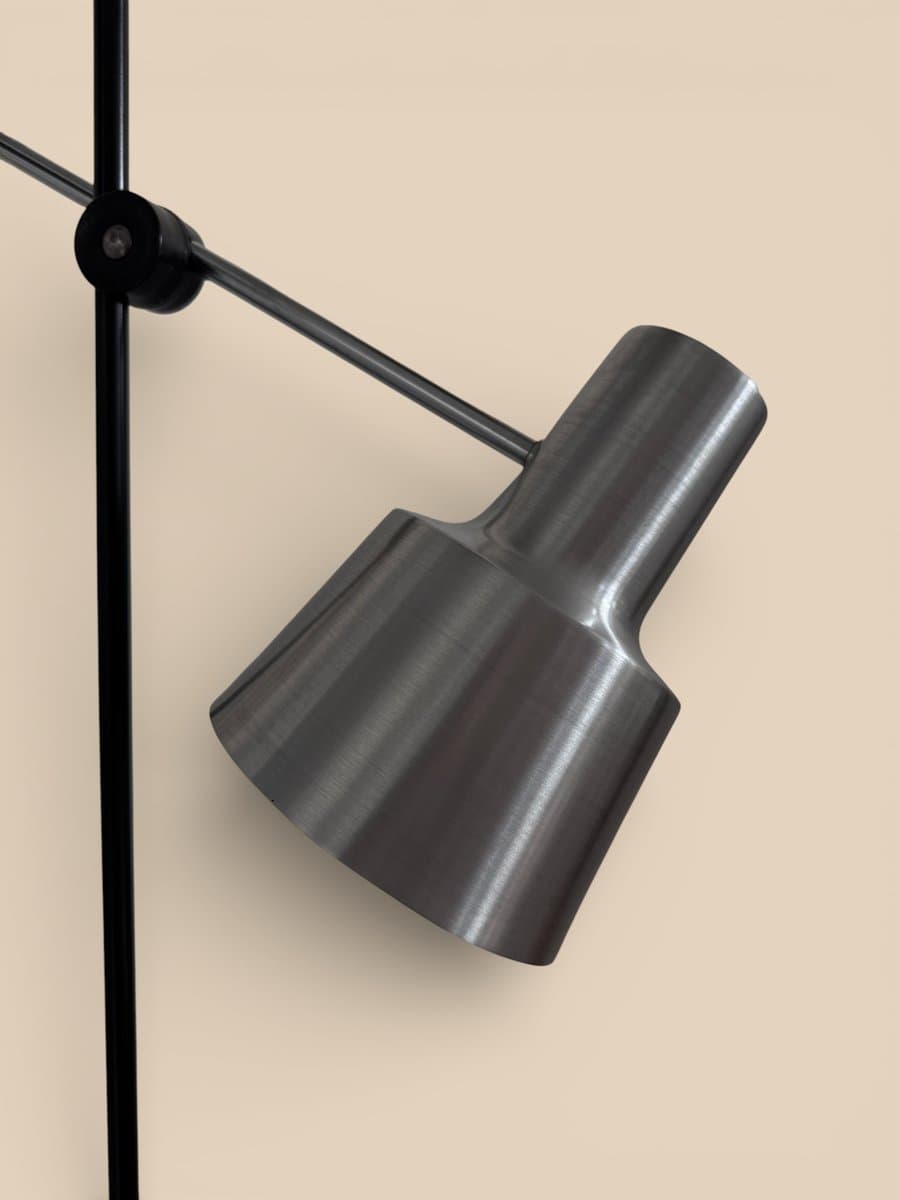Floor lamp, black metal, silver metal, Denmark, 1960s. - 327313