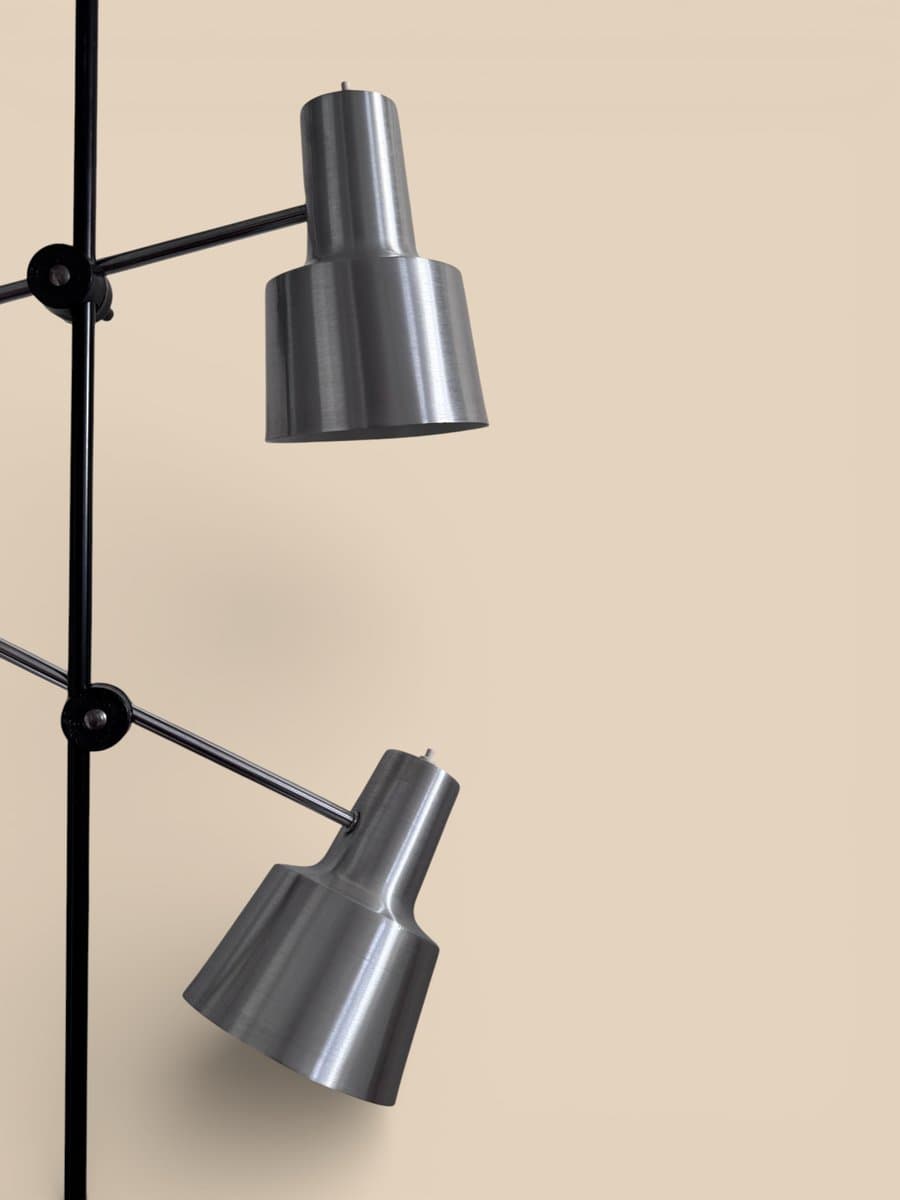 Floor lamp, black metal, silver metal, Denmark, 1960s. - 327314