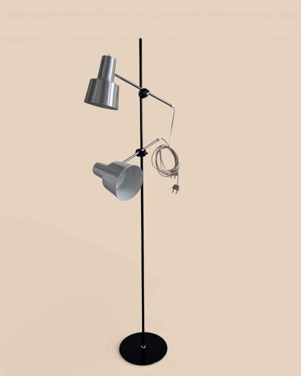 Floor lamp, black metal, silver metal, Denmark, 1960s. - 327315