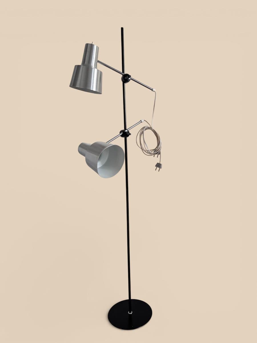 Floor lamp, black metal, silver metal, Denmark, 1960s. - 327311