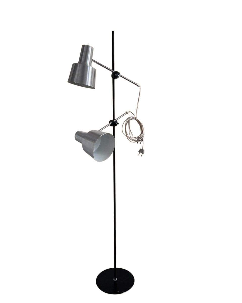 Floor lamp, black metal, silver metal, Denmark, 1960s.