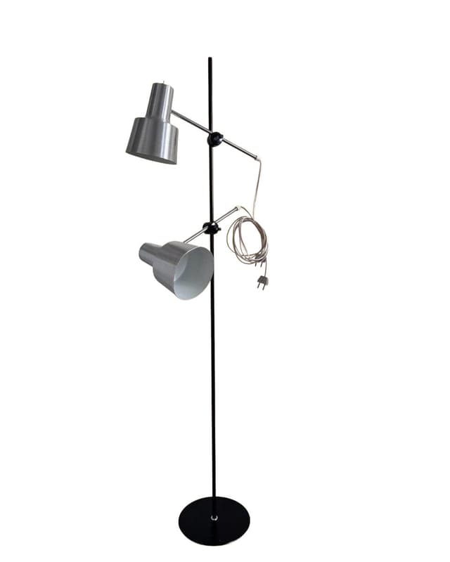 Floor lamp, black metal, silver metal, Denmark, 1960s. - DIMENSION