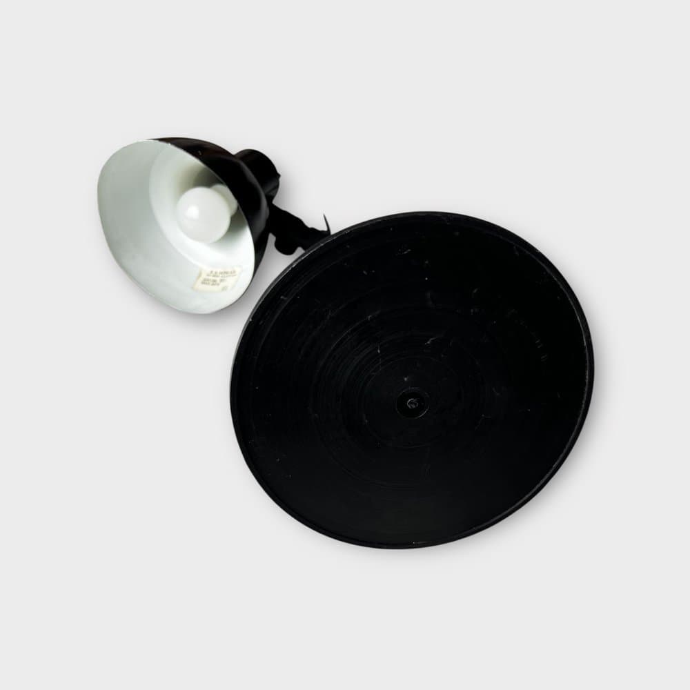 Desk lamp Model 461, black white yellow silver, metal polished steel, ES Horn, Denmark, 1970s. - 327301