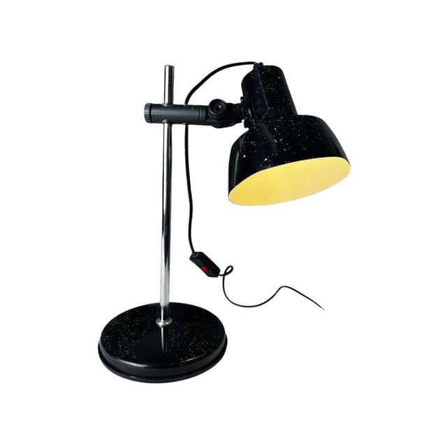 Desk lamp Model 461, black white yellow silver, metal polished steel, ES Horn, Denmark, 1970s. - DIMENSION