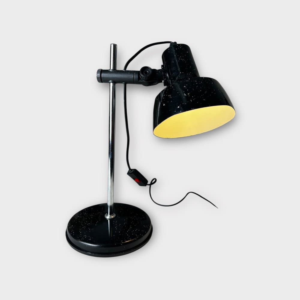 Desk lamp Model 461, black white yellow silver, metal polished steel, ES Horn, Denmark, 1970s. - 327303