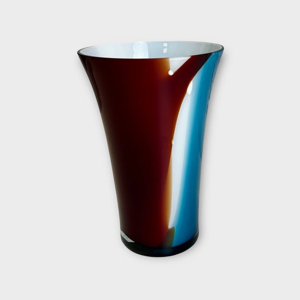 Vase Murano, blue, red, white, glass, Italy, 1990s. - 327394