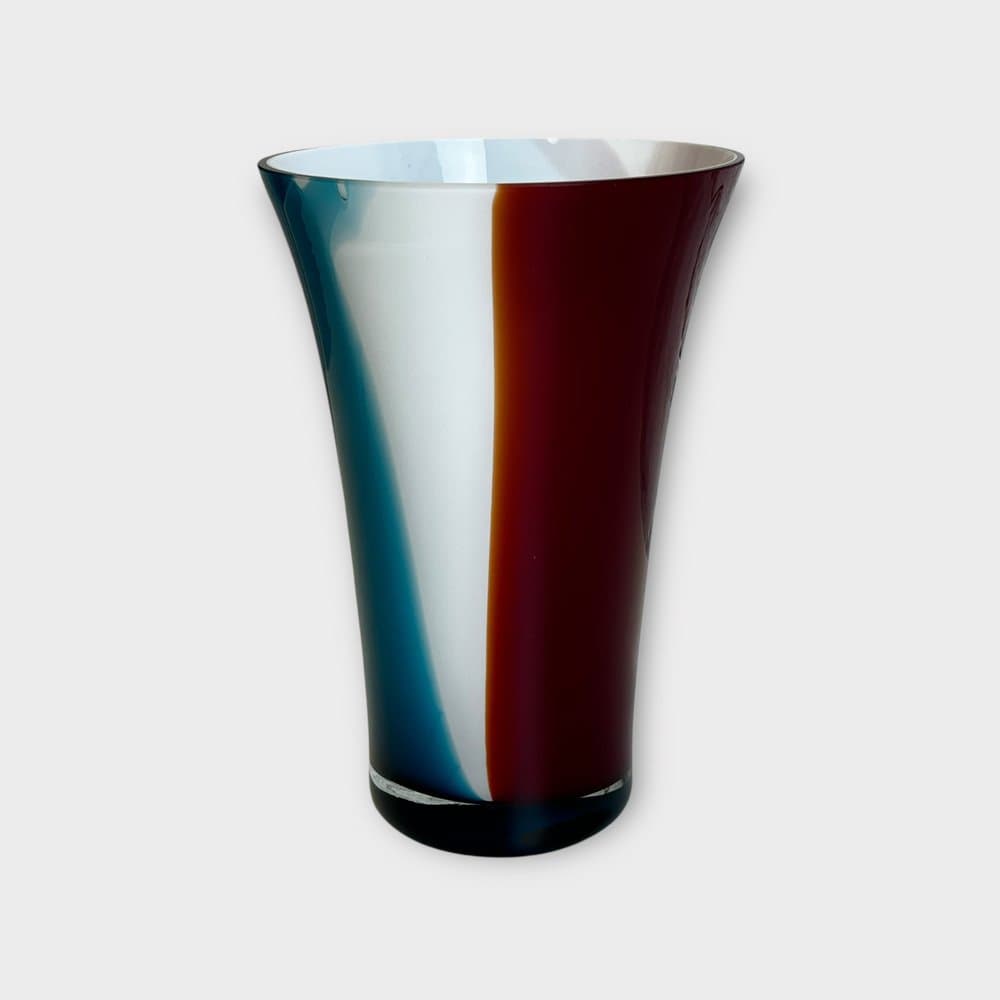 Vase Murano, blue, red, white, glass, Italy, 1990s. - 327395