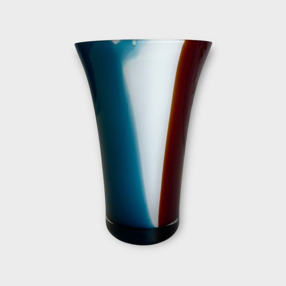 Vase Murano, blue, red, white, glass, Italy, 1990s. - 327393