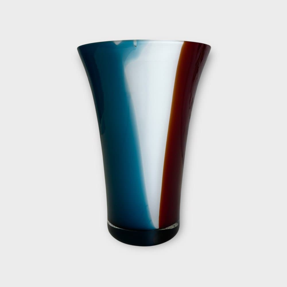 Vase Murano, blue, red, white, glass, Italy, 1990s. - 327392