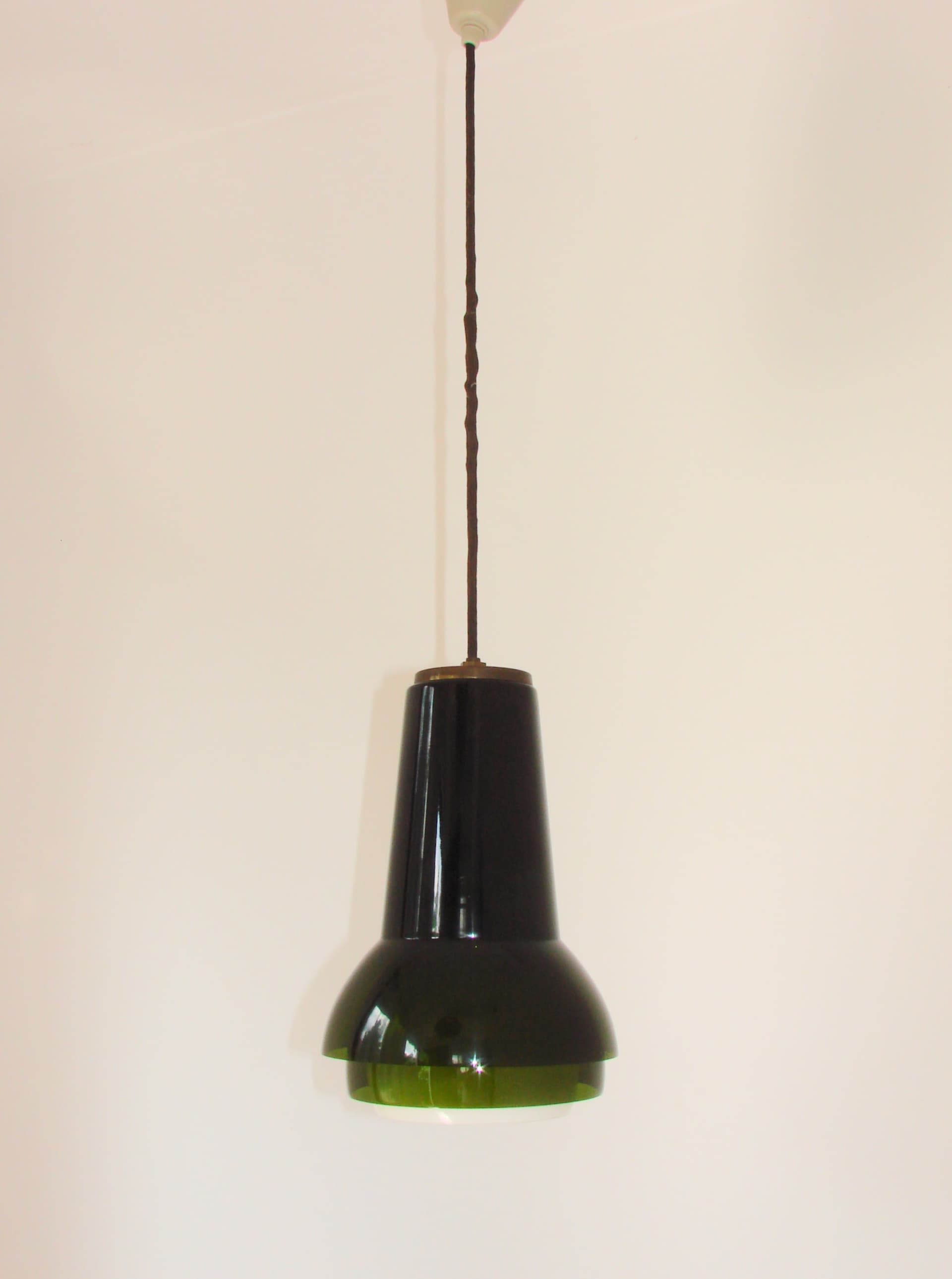 Lampa wisząca, szkło oliwkowozielony, żółty, biały, Form Light, Dania, lata 70. - 327442