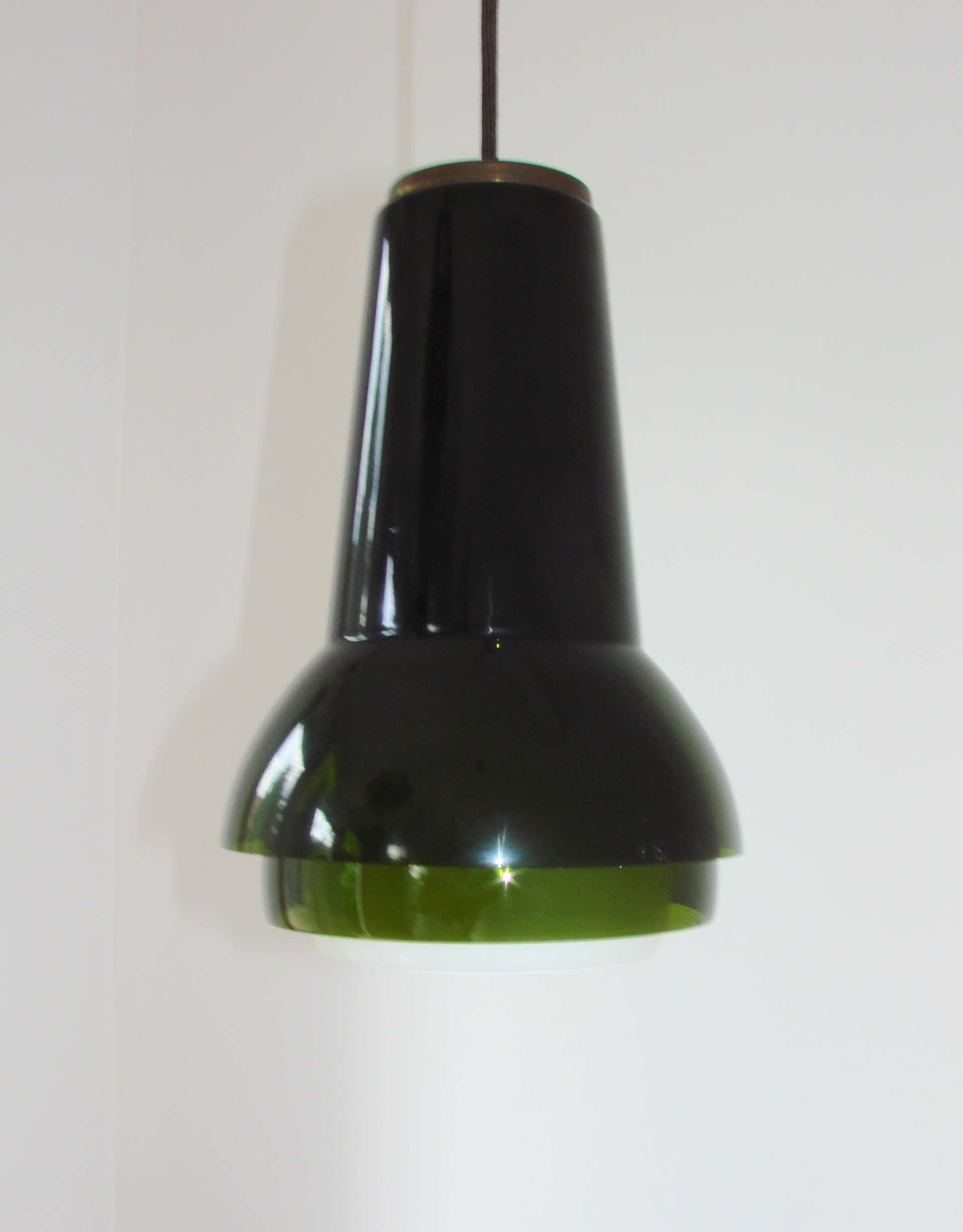 Lampa wisząca, szkło oliwkowozielony, żółty, biały, Form Light, Dania, lata 70. - 327445
