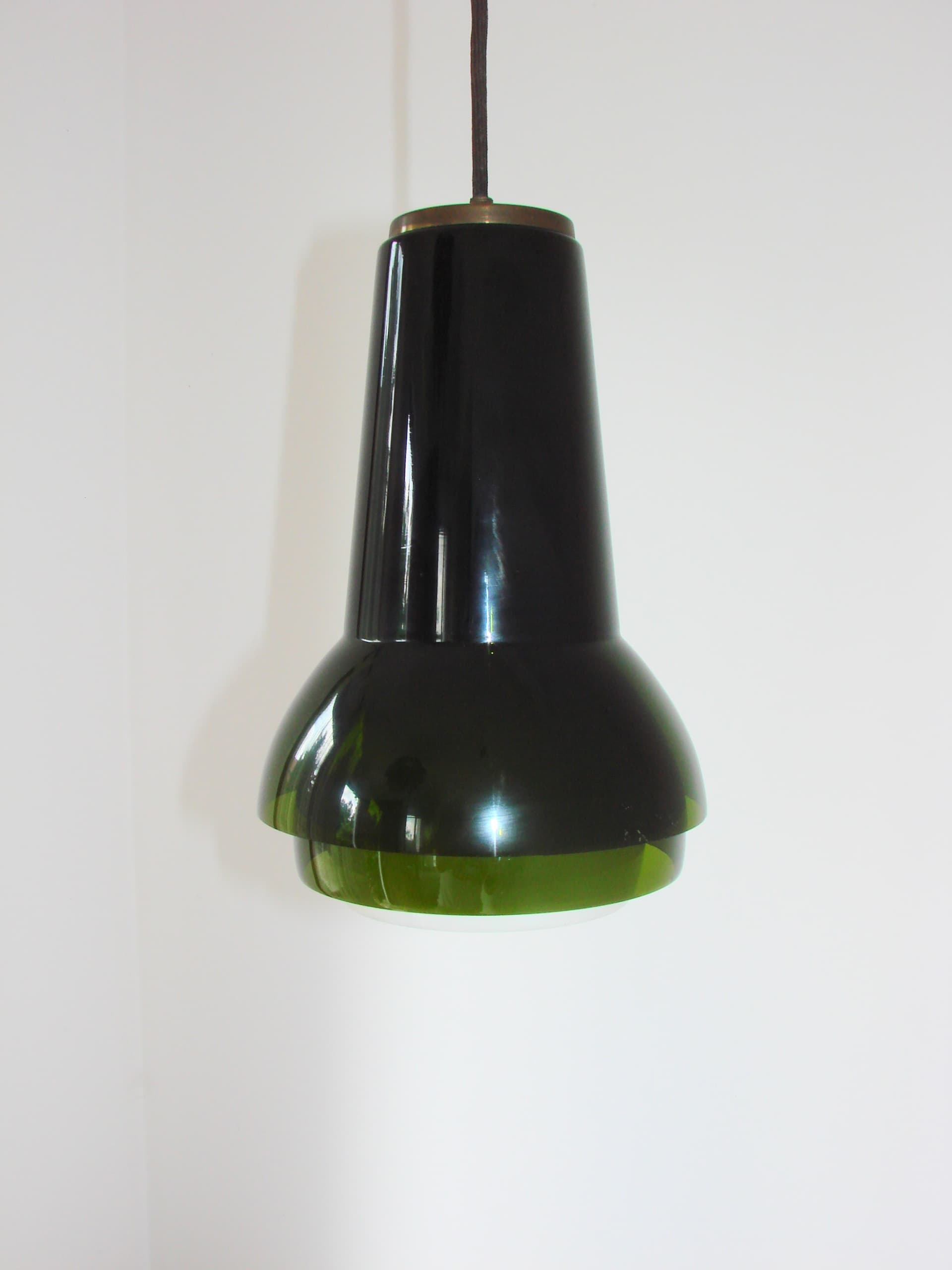 Lampa wisząca, szkło oliwkowozielony, żółty, biały, Form Light, Dania, lata 70. - 327446