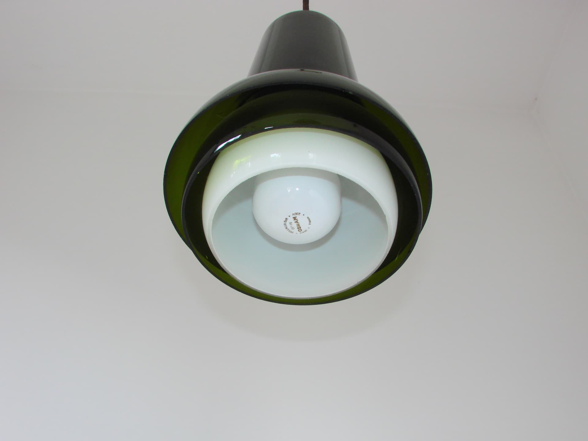 Lampa wisząca, szkło oliwkowozielony, żółty, biały, Form Light, Dania, lata 70. - 327444