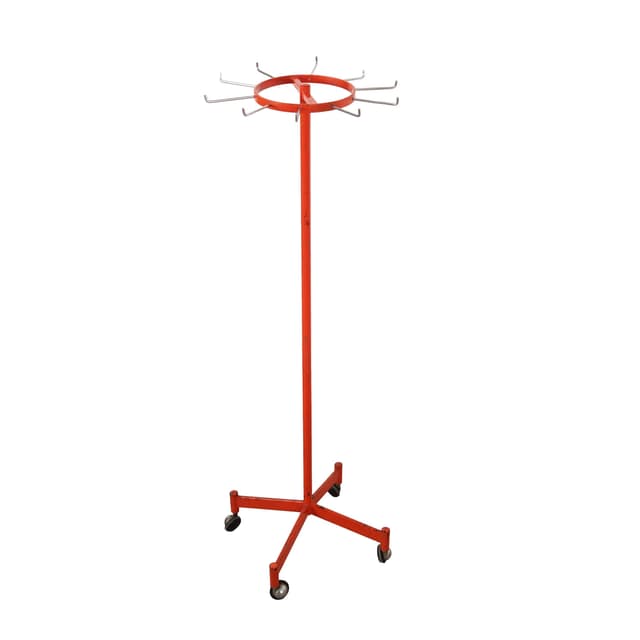 Rotary Standing Coat Rack, red, metal, Denmark, 1970s. - DIMENSION