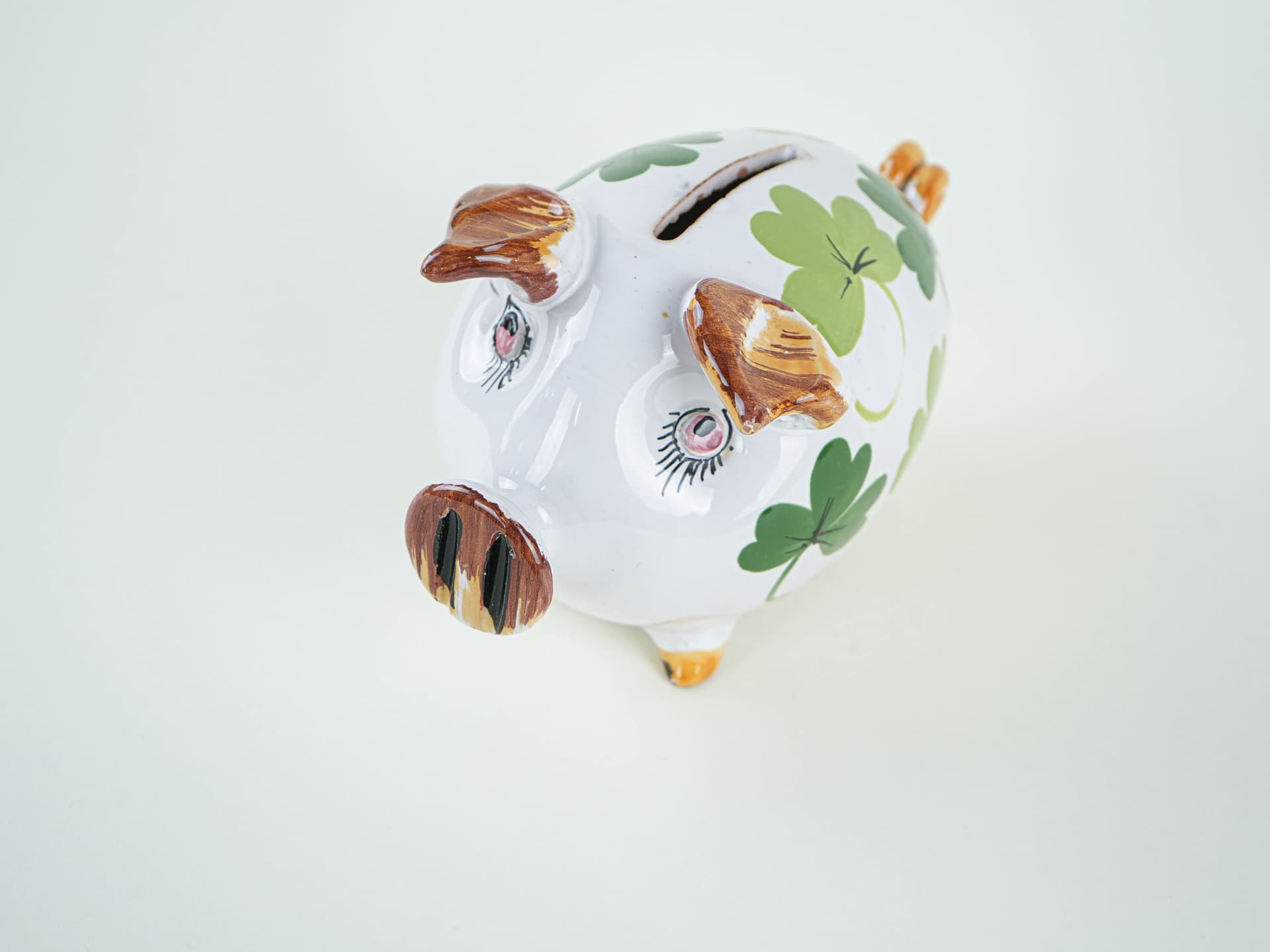 Piggy bank, white green, ceramics, Portugal, 1970s. - 327582