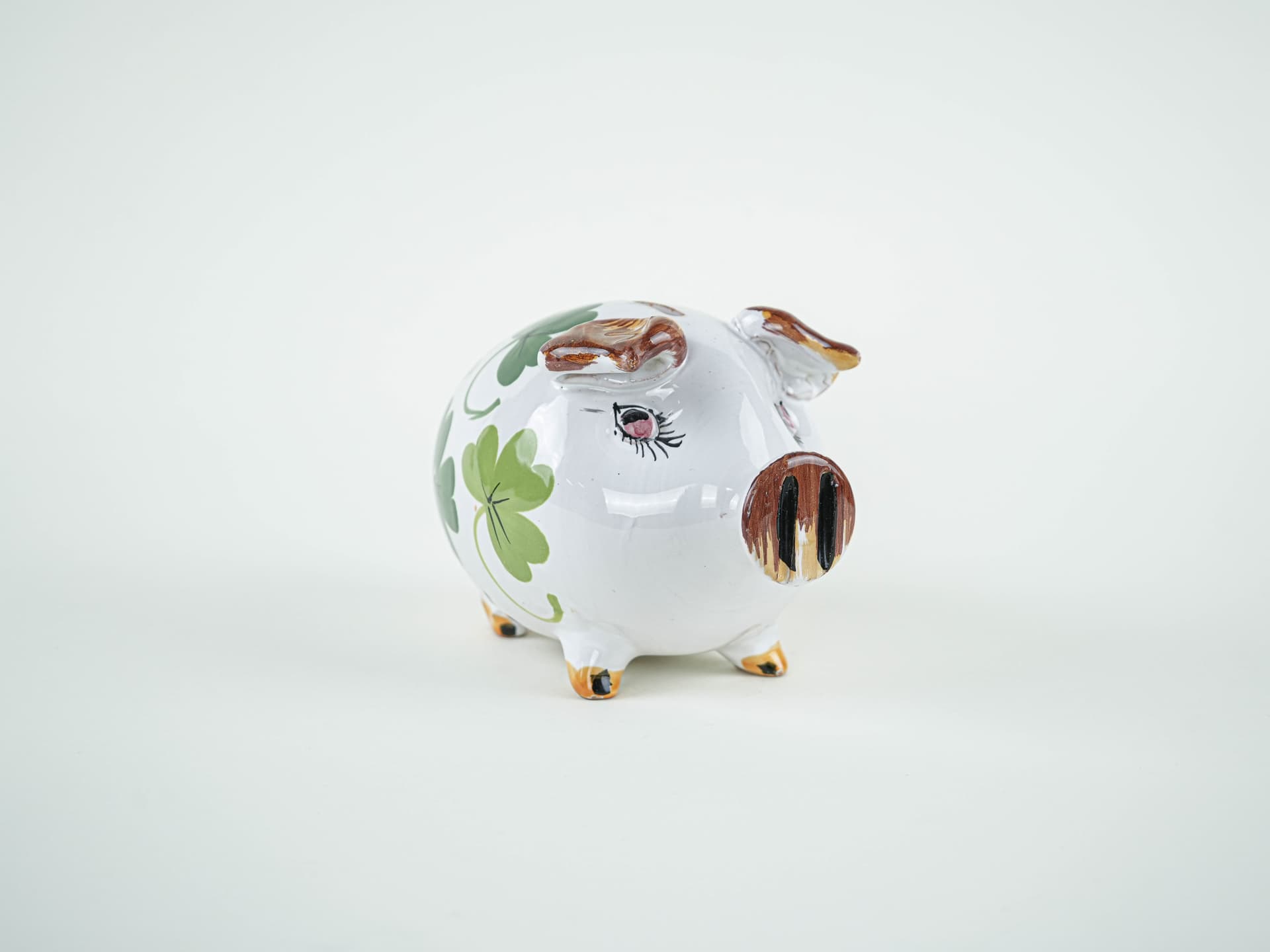Piggy bank, white green, ceramics, Portugal, 1970s. - 327578