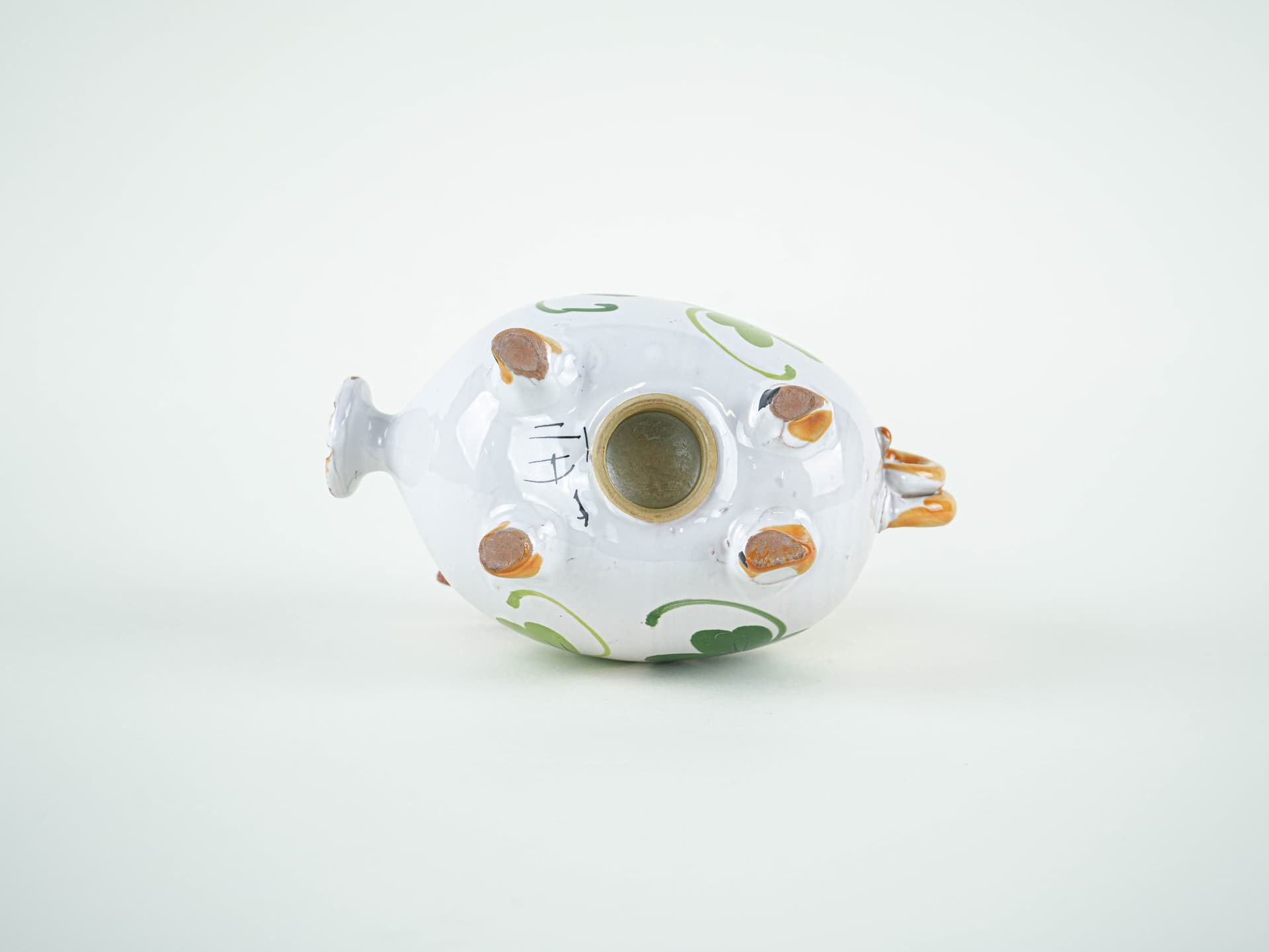 Piggy bank, white green, ceramics, Portugal, 1970s. - 327580