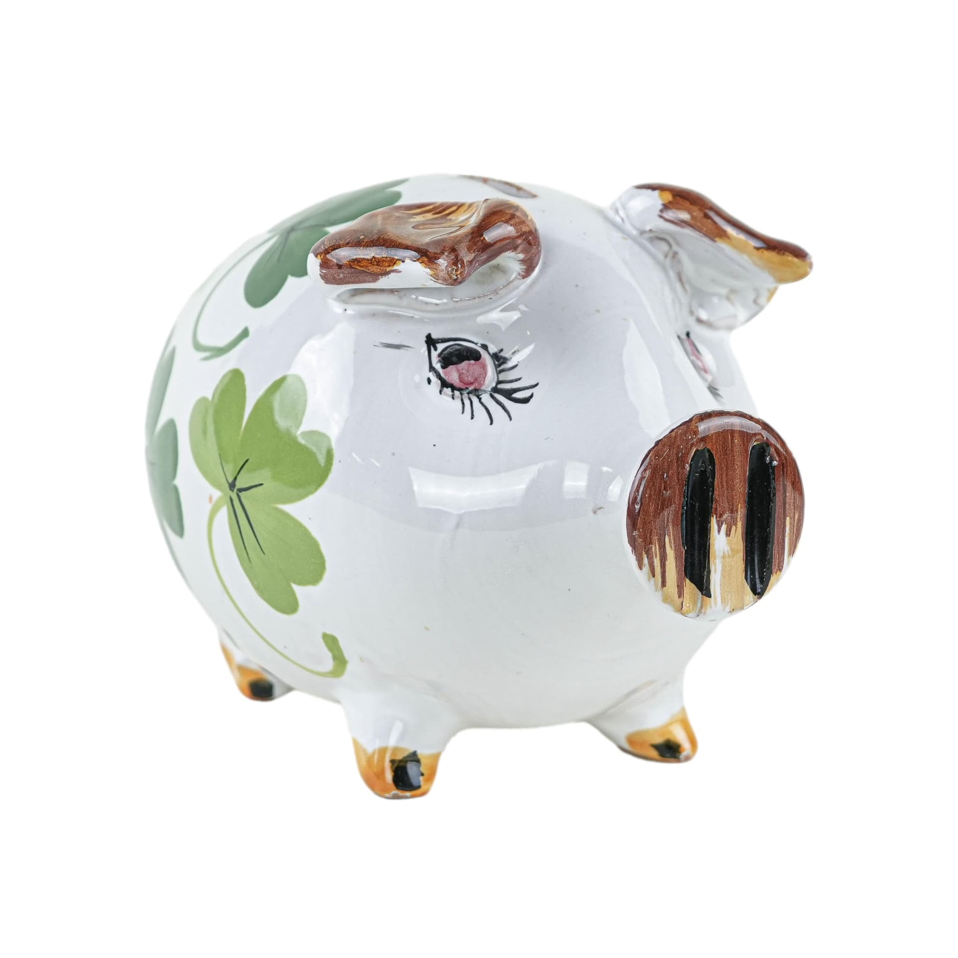 Piggy bank, white green, ceramics, Portugal, 1970s.