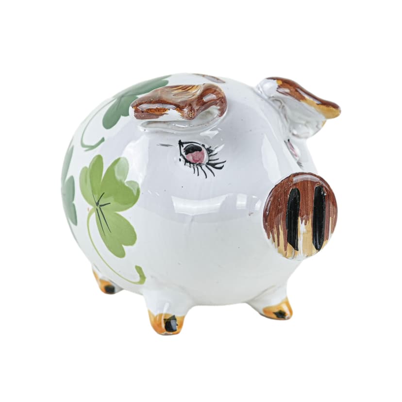 Piggy bank, white green, ceramics, Portugal, 1970s.