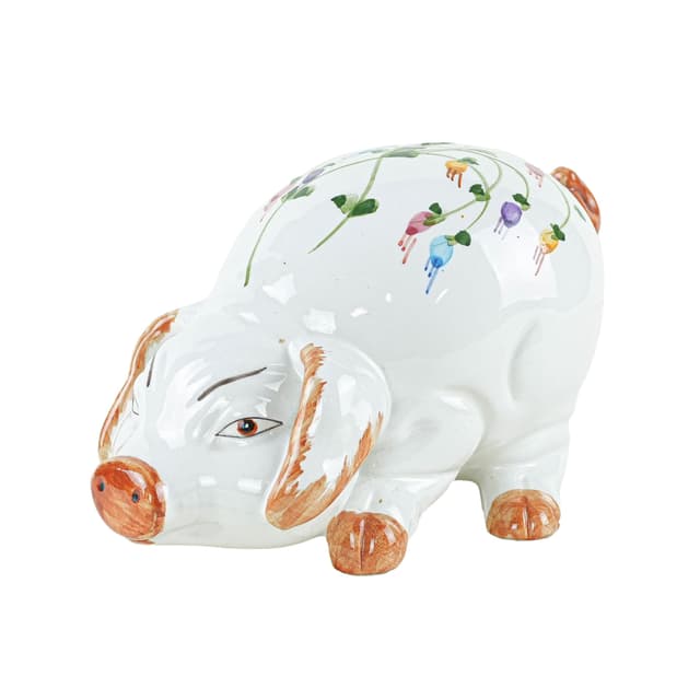 Piggy bank, white ceramic, Portugal, 1970s. - DIMENSION
